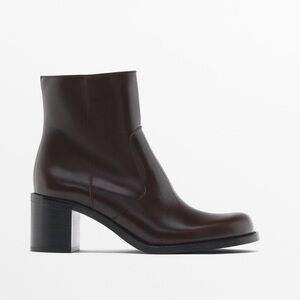 Massimo Dutti NWT leather ankle boot with block heel 1110/450